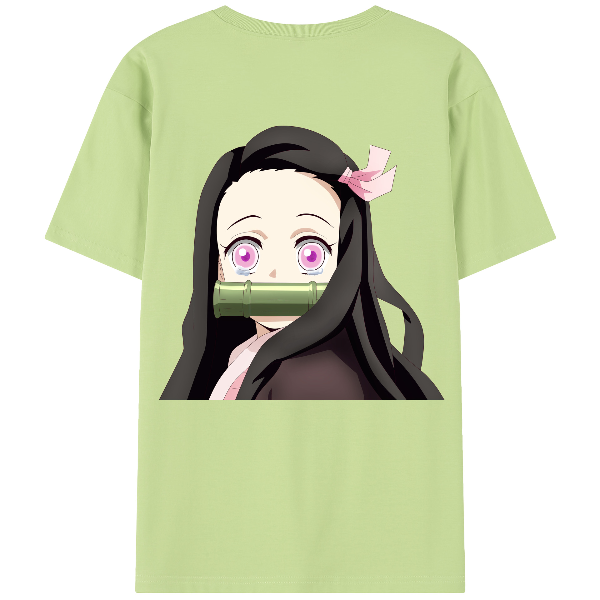（画像用） 鬼滅の刃（きめつのやいば）竈門 禰󠄀豆子／かまど ねずこ Kamado Nezuko 綿100％半袖Tシャツ（背面プリント）